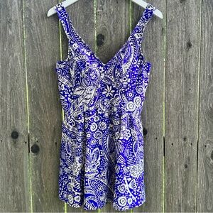 Maxine of Hollywood Blue and White One Piece Swimsuit